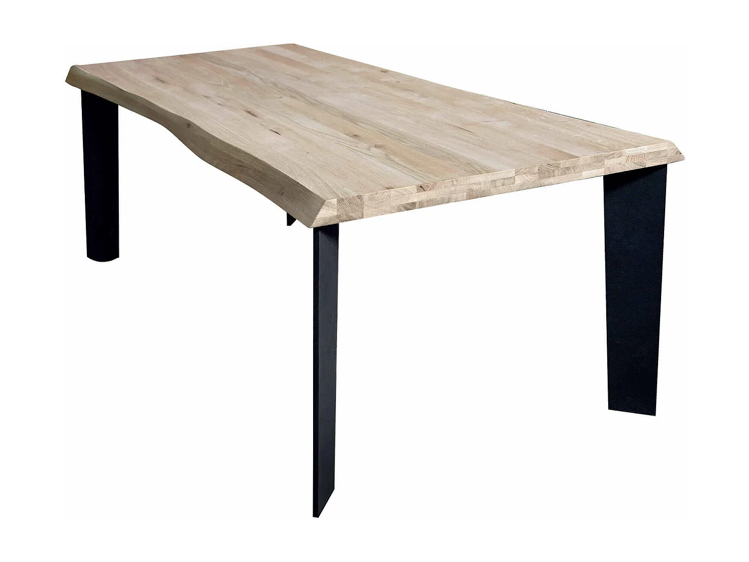 MilaniHome.it - Tavolo Da Pranzo Moderno Di Design Cm 160x90 Struttura Nera Piano Massello Naturale Per Sala Da Pranzo Cucina Ristorantedi coloreMarrone