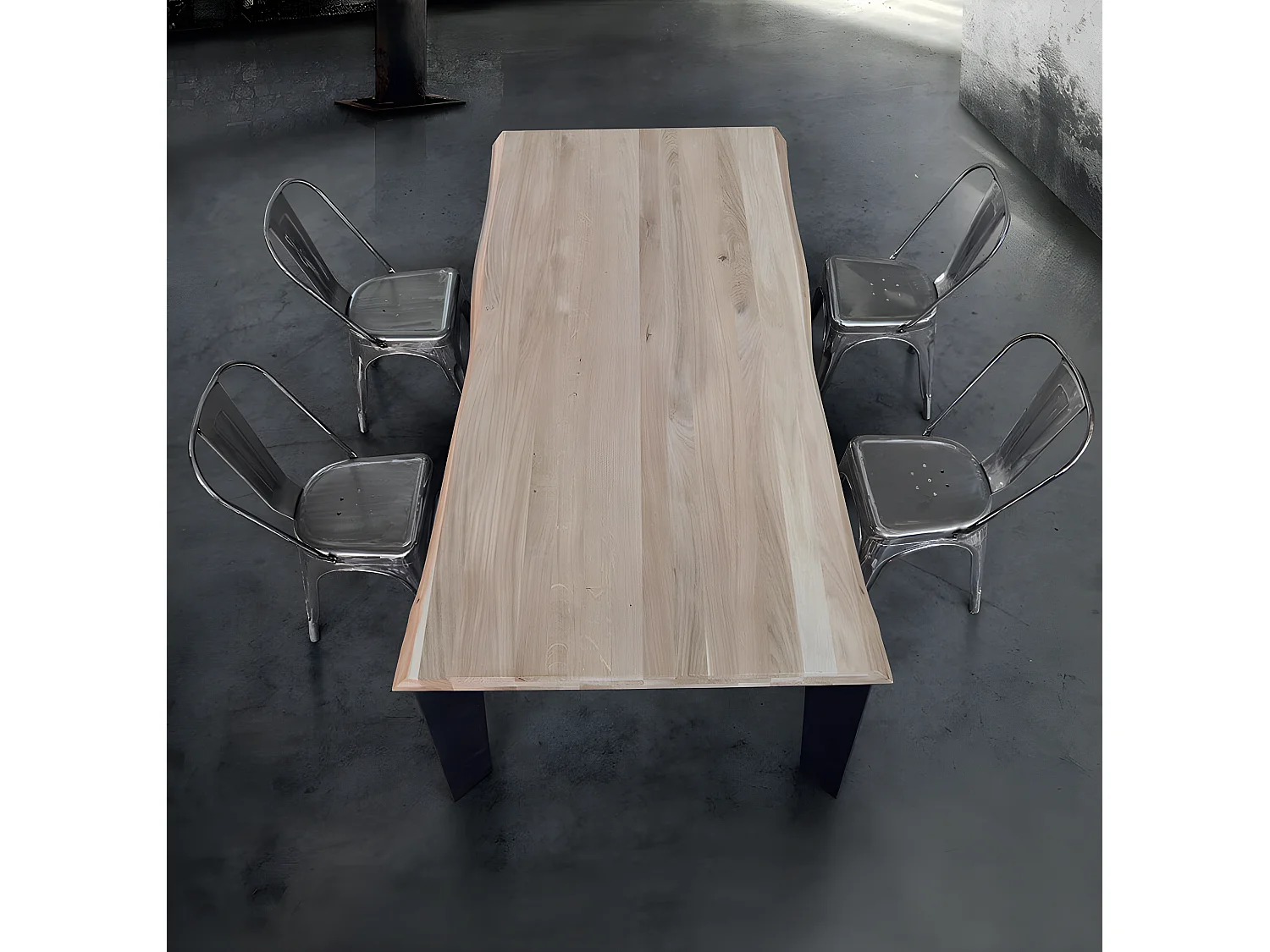 MilaniHome.it - Tavolo Da Pranzo Moderno Di Design Cm 160x90 Struttura Nera Piano Massello Naturale Per Sala Da Pranzo Cucina Ristorantedi coloreMarrone