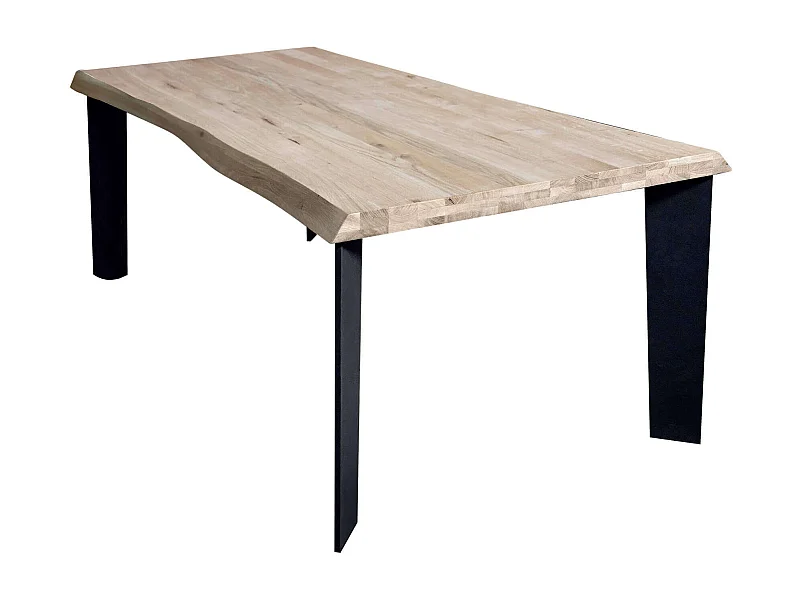 MilaniHome.it - Tavolo Da Pranzo Moderno Di Design Cm 160x90 Struttura Nera Piano Massello Naturale Per Sala Da Pranzo Ristorantedi coloreMarrone