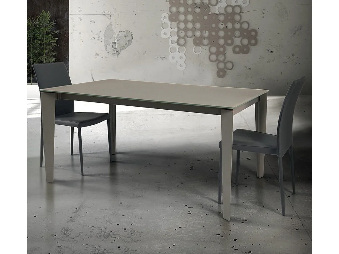 MilaniHome.it - Tavolo Da Pranzo Moderno Di Design Allungabile Cm 90x160/210/260 Tortora Con Piano In Vetro Per Interno Casa Sala Da Pranzodi coloreTrasparente