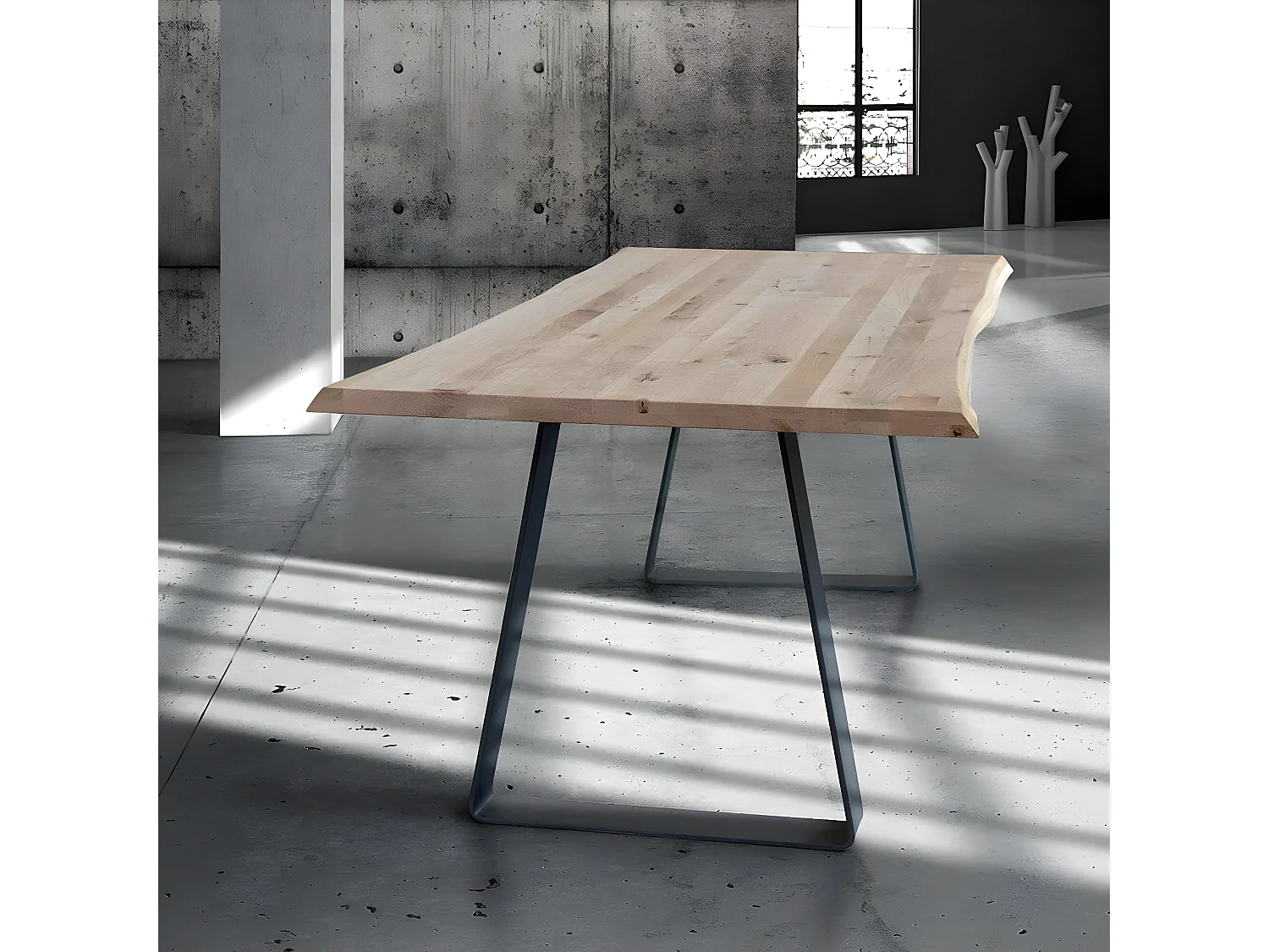 MilaniHome.it - Tavolo Da Pranzo Moderno Di Design Cm 180x90 Struttura Nera Piano Massello Naturale Per Sala Da Pranzo Cucina Ristorantedi coloreMarrone