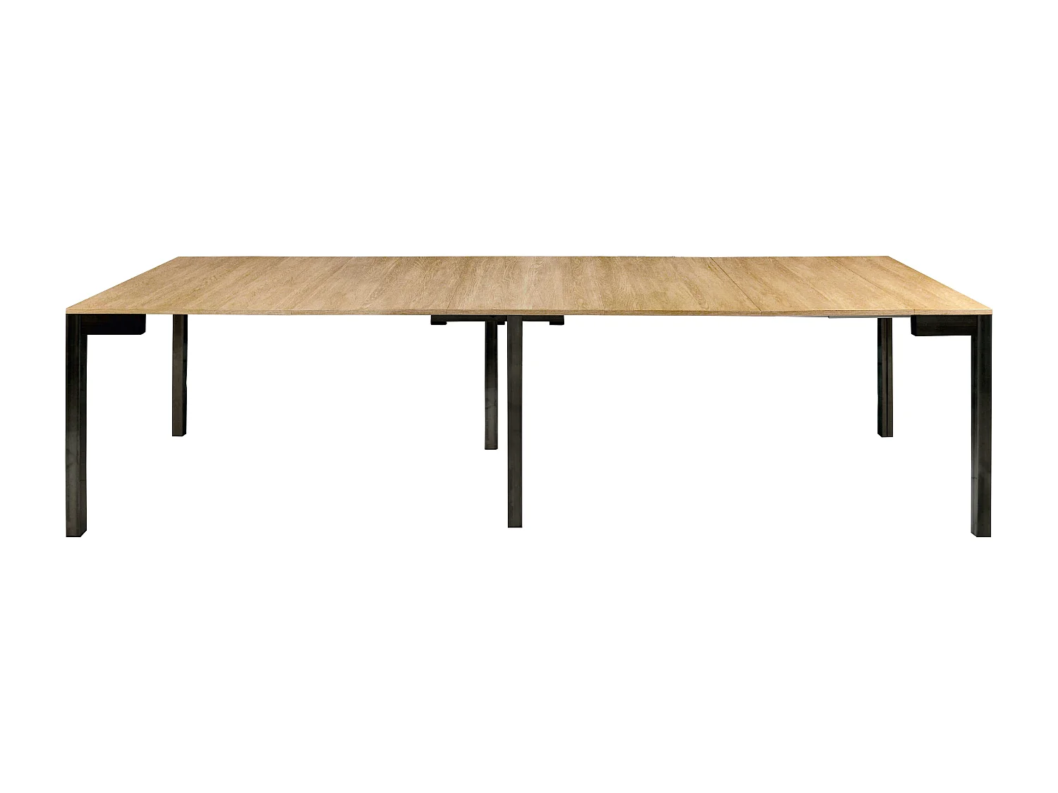 MilaniHome.it - Tavolo Da Pranzo Moderno Di Design A Consolle Cm 90x50/100/150/200/250/300 Struttura Nera Piano Naturale Per Sala Da Pranzodi coloreMarrone