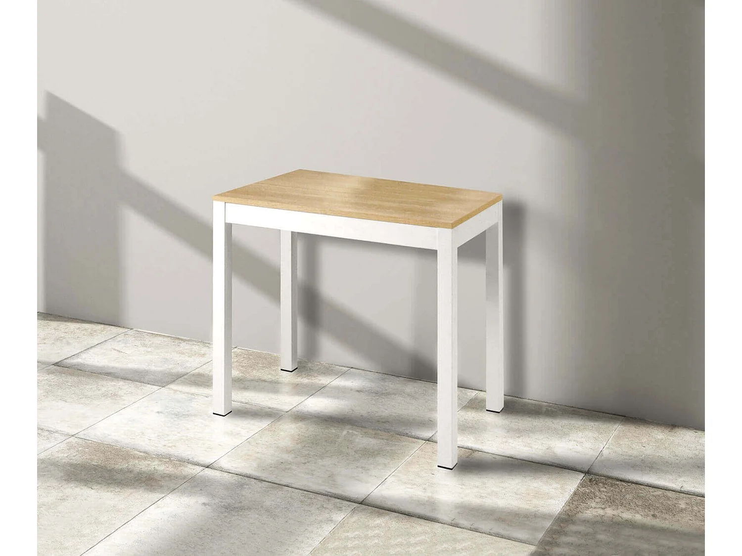 MilaniHome.it - Tavolo Da Pranzo Moderno Di Design A Consolle Cm 90x50/100/150/200/250/300 Struttura Bianca Piano Naturale Per Sala Da Pranzodi coloreMarrone