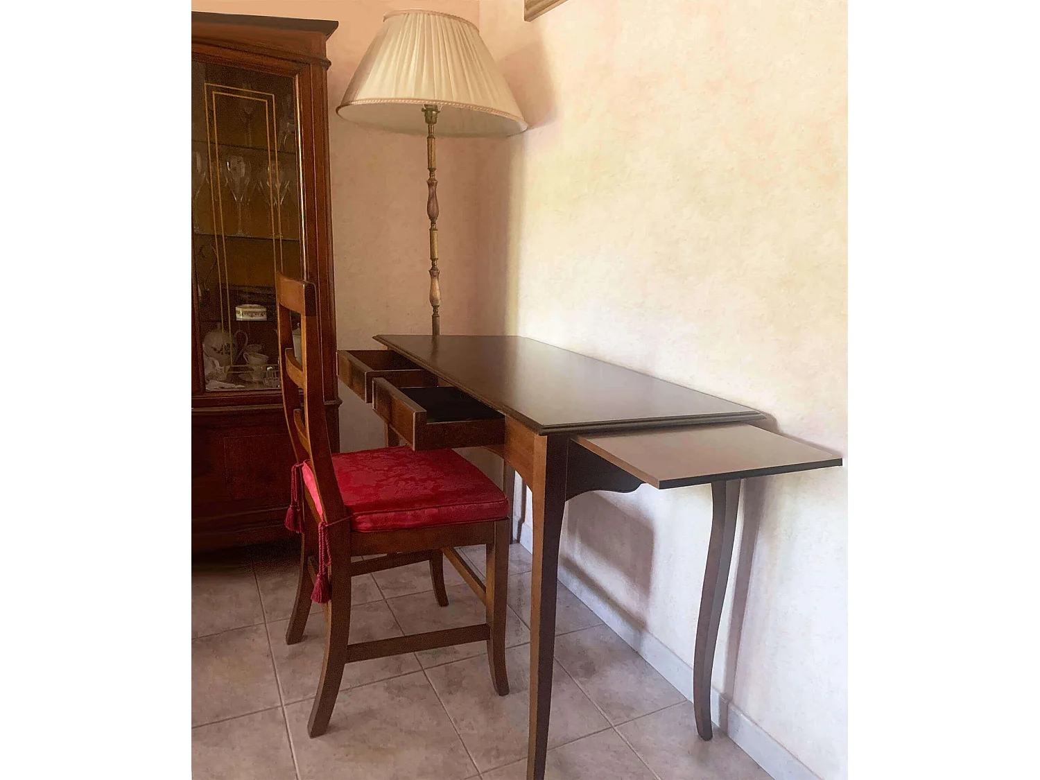 MilaniHome.it - Scrittoio Tinta Noce 110x56x80 Per Interno Sala Da Pranzo Salotto Cucina Ufficio Massello Arte Poveradi coloreTinta noce