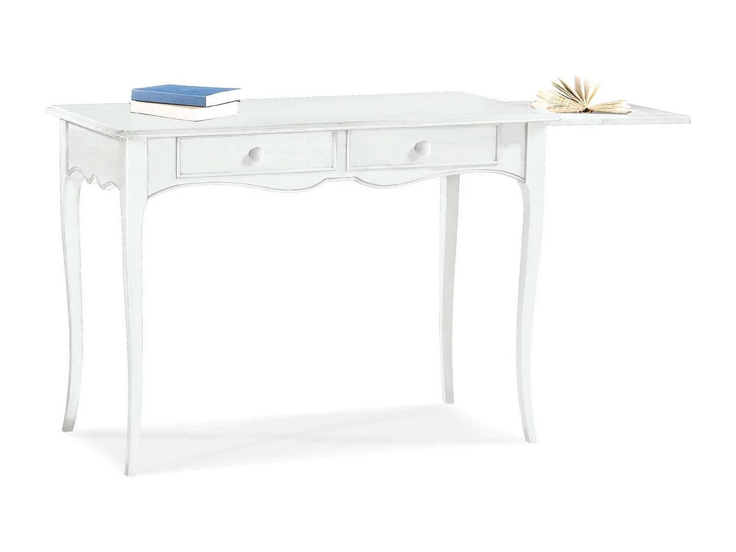 MilaniHome.it - Scrittoio In Legno Massello 110x56x80di coloreBianco