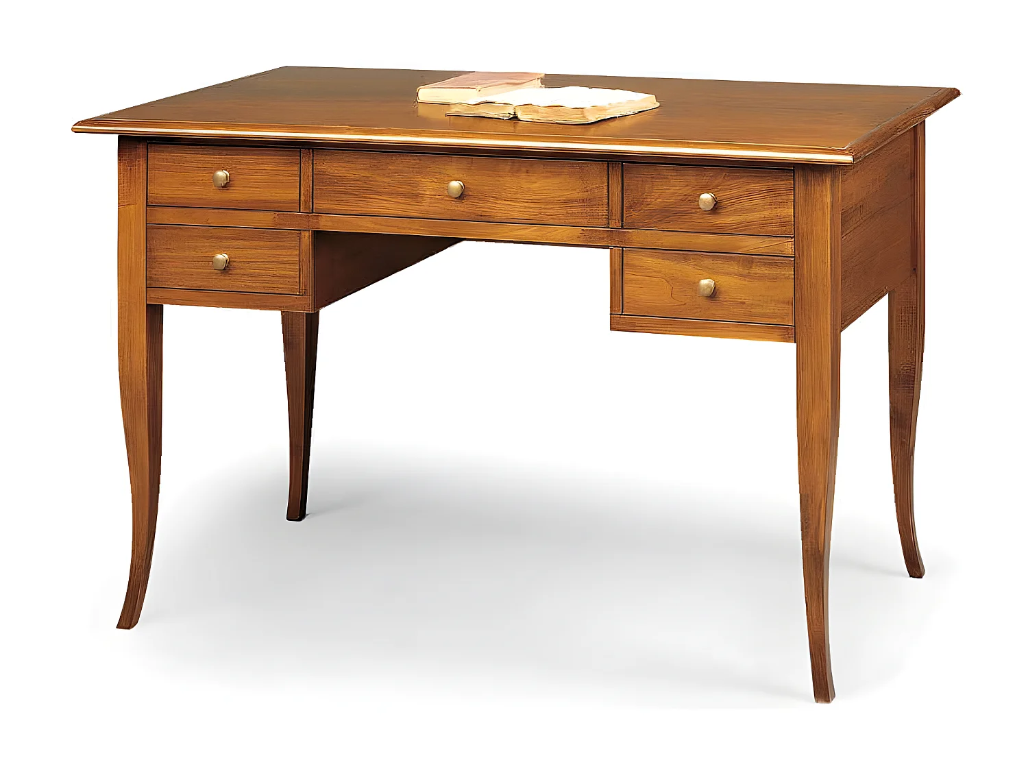 Scrittoio Tinta Noce 150x65x81 Per Interno Sala Da Pranzo Salotto Cucina Ufficio Massello Arte Povera