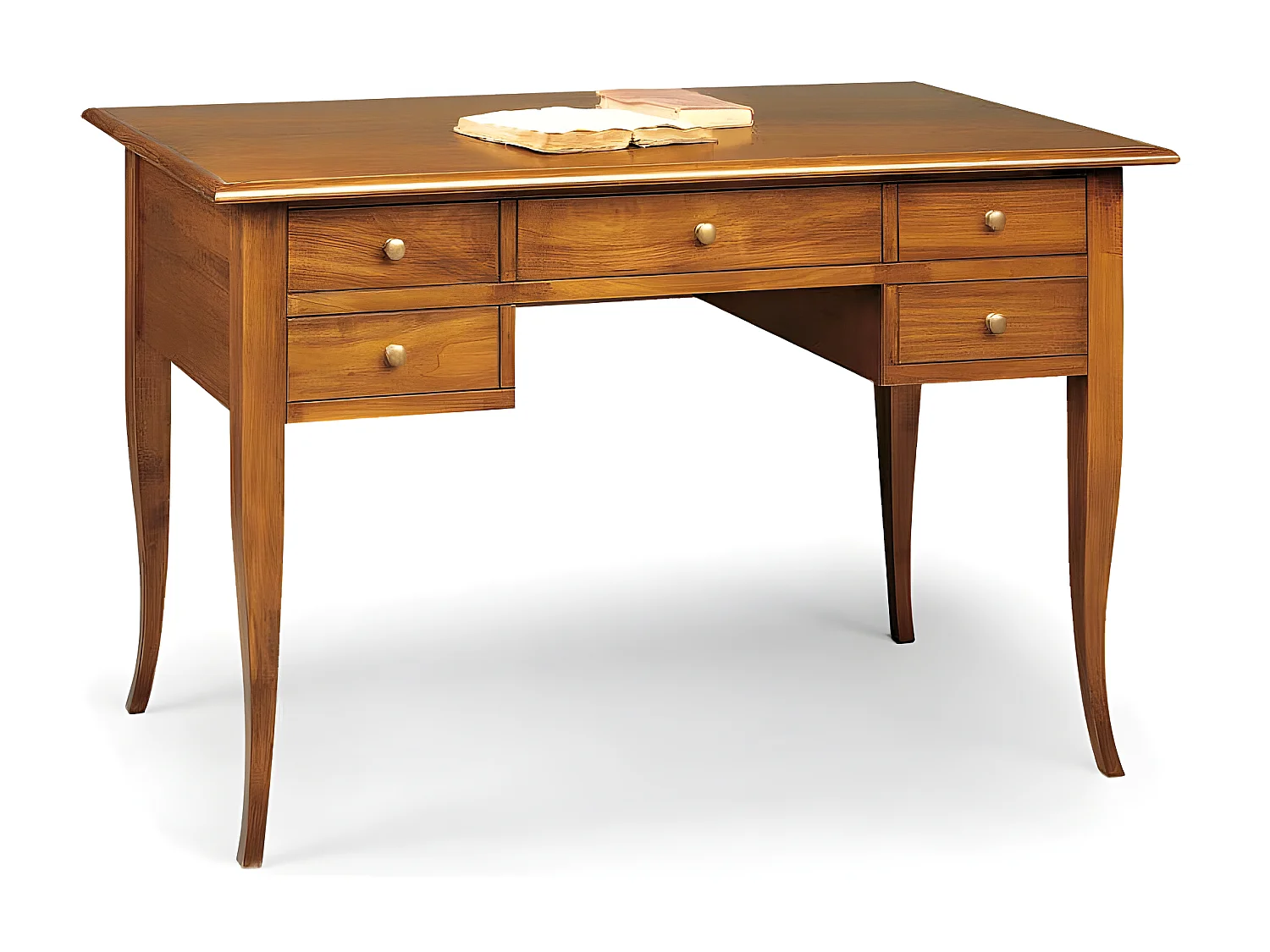 Scrittoio Tinta Noce 150x65x81 Per Interno Sala Da Pranzo Salotto Cucina Ufficio Massello Arte Povera