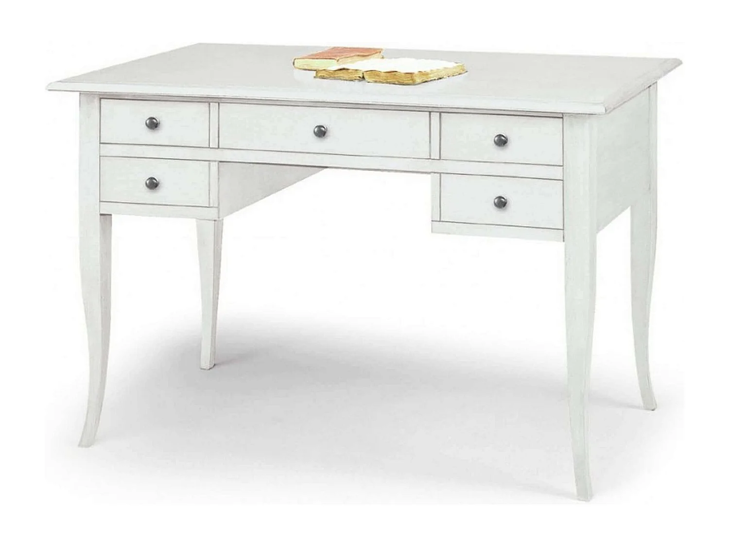 Milani Home - scrittoio in legno massello 107 x 56 x 81 cm, bianco
