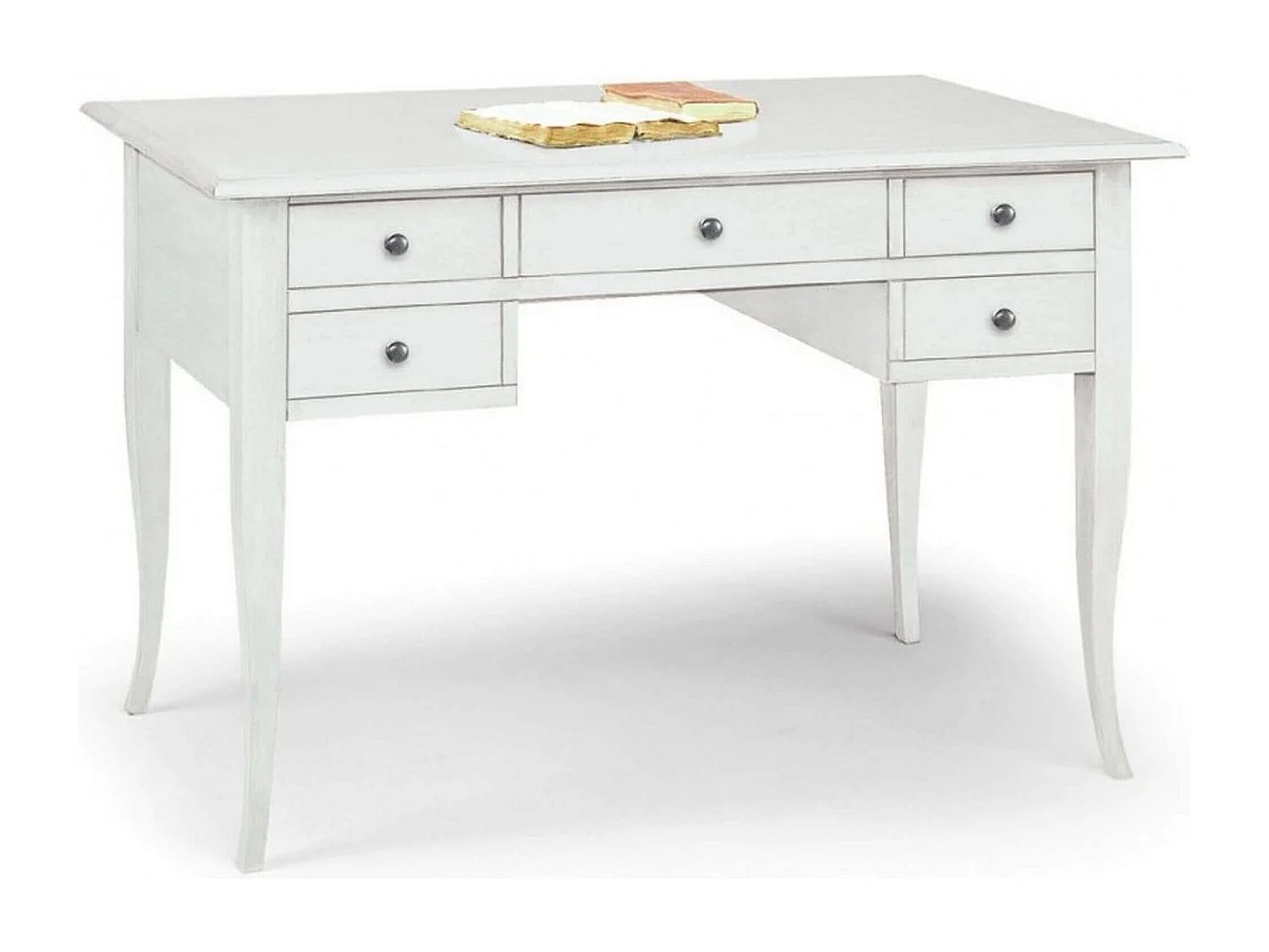 Milani Home - scrittoio in legno massello 107 x 56 x 81 cm, bianco