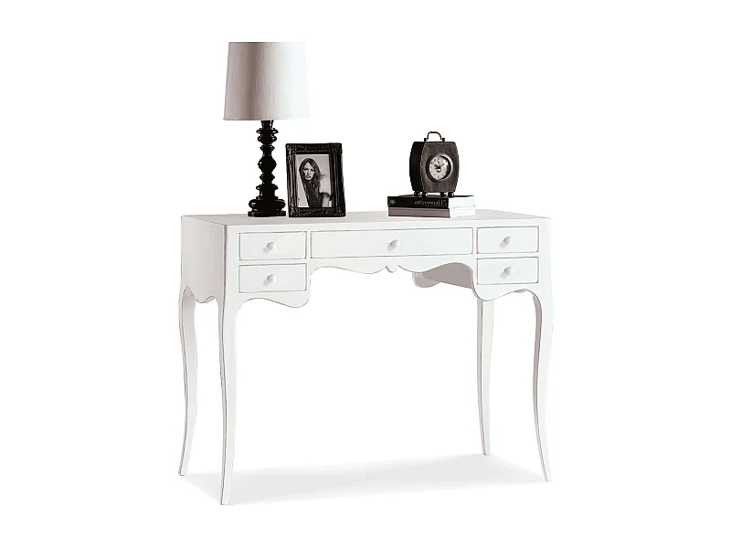 MilaniHome.it - Scrittoio Bianco 102x50x80 Per Interno Sala Da Pranzo Salotto Cucina Ufficio Massello Arte Poveradi coloreBianco