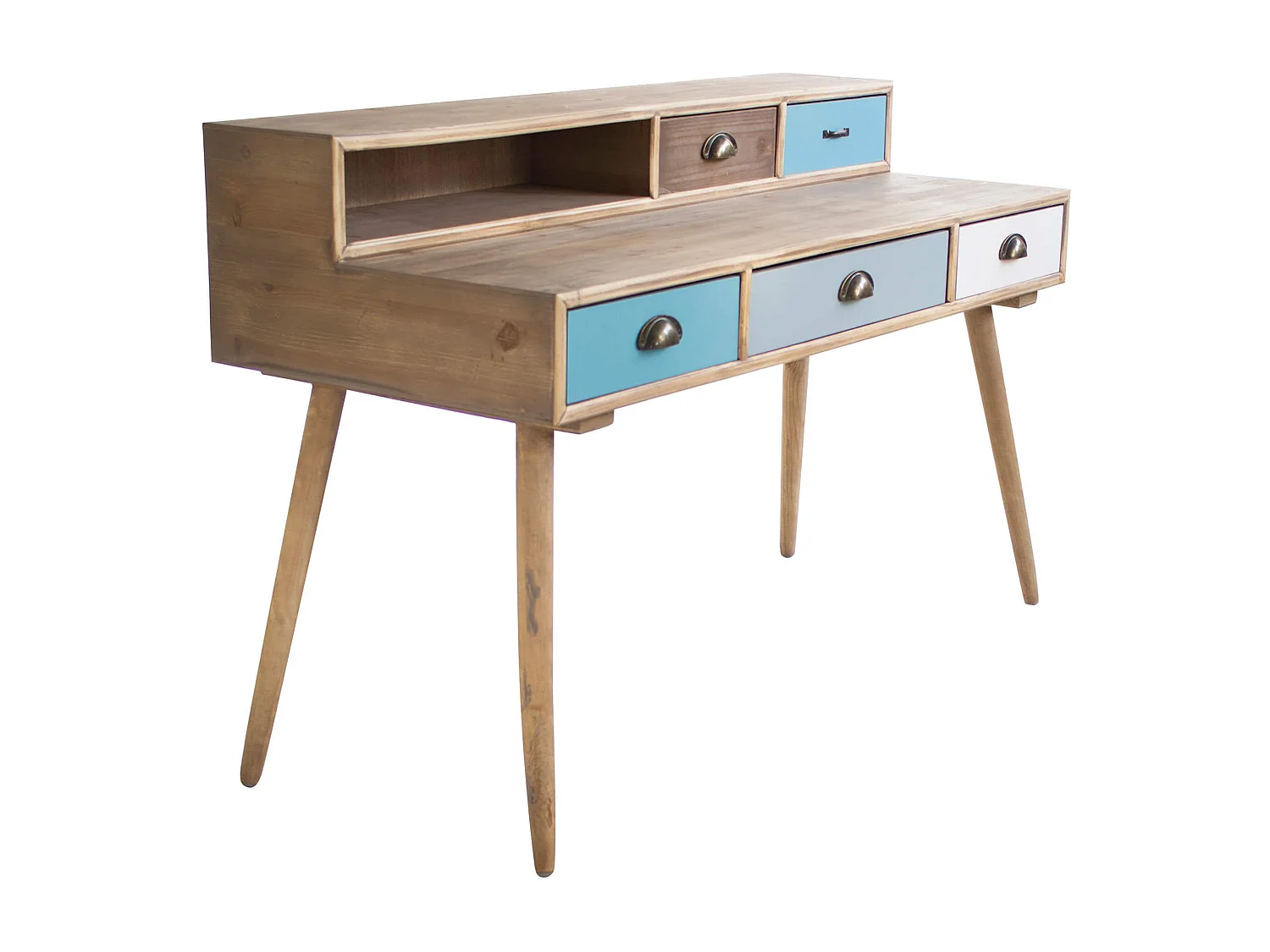 MilaniHome.it - Scrivania Scrittoio Consolle Stile Industriale Cm 120x50x79 H Con 5 Cassetti E Scomparto Per Interno Sala Studio Ufficiodi coloreMulticolor