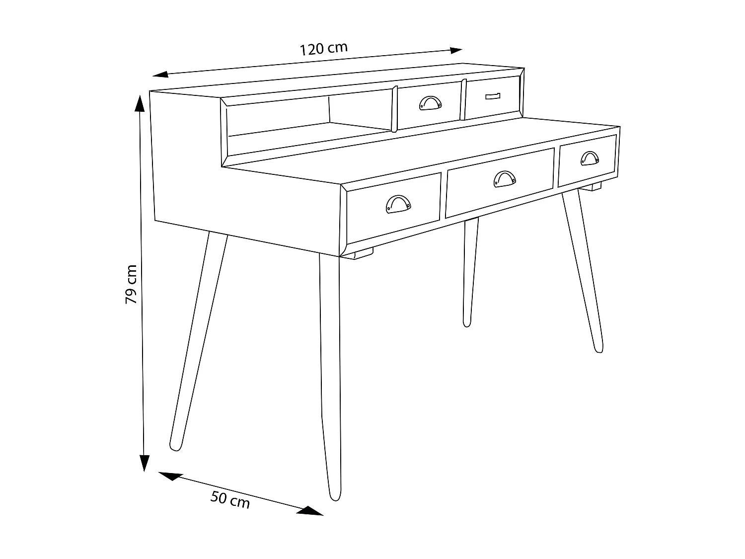 MilaniHome.it - Scrivania Scrittoio Consolle Stile Industriale Cm 120x50x79 H Con 5 Cassetti E Scomparto Per Interno Sala Studio Ufficiodi coloreMulticolor