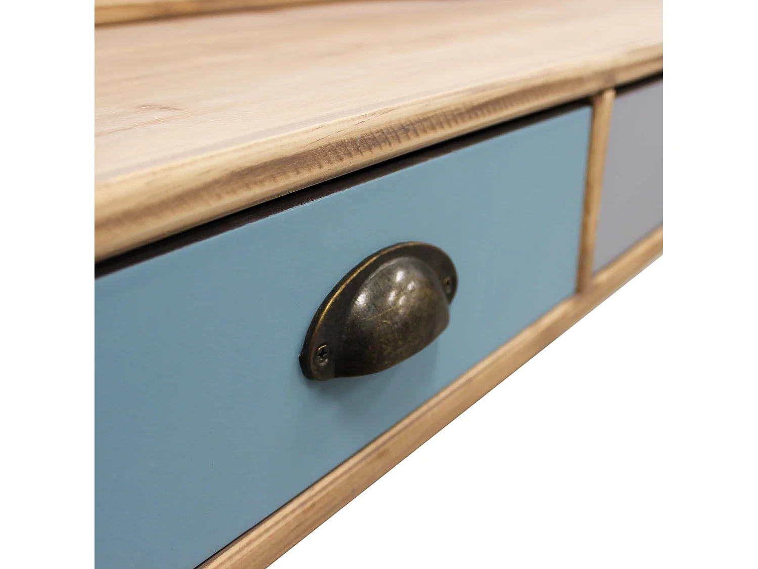 Milani Home - Scrivania Scrittoio Consolle Stile Industriale Cm 120x50x79 H Con 5 Cassetti E Scomparto Per Interno Sala Studio Ufficio - Multicolor