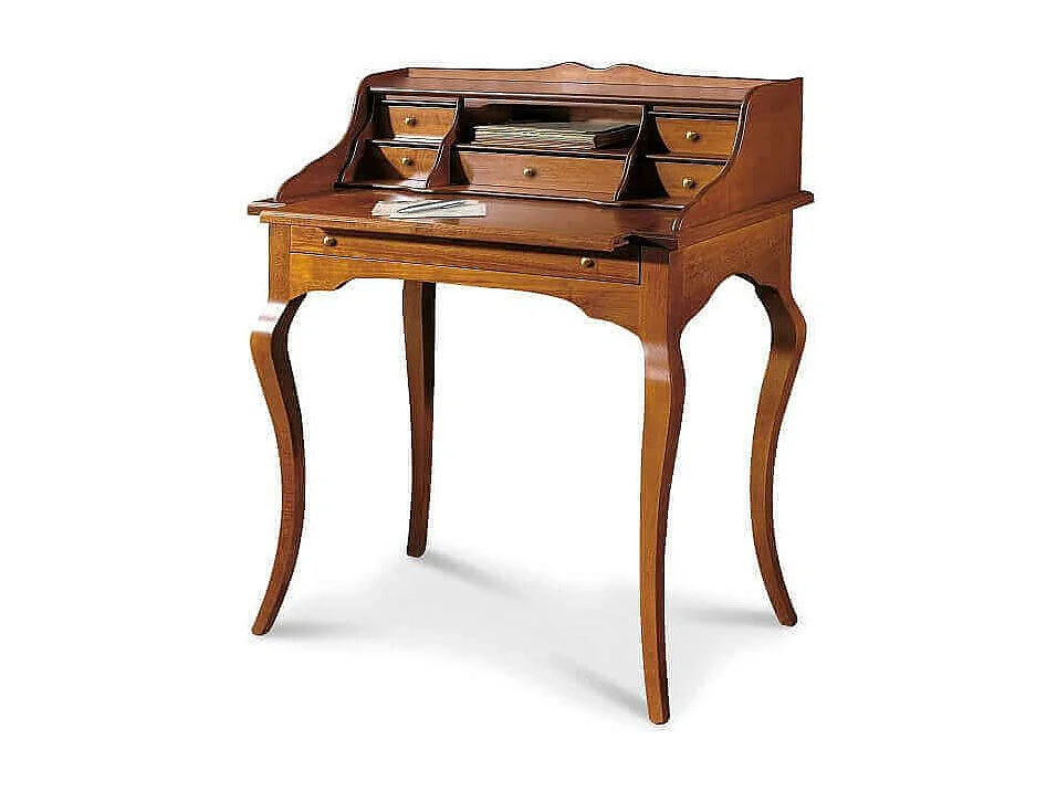 MilaniHome.it - Scrittoio Tinta Noce 78x50x94 Per Interno Sala Da Pranzo Salotto Cucina Ufficio Massello Arte Poveradi coloreTinta noce