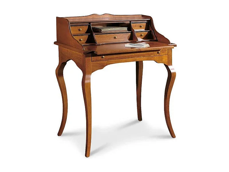 MilaniHome.it - Scrittoio Tinta Noce 78x50x94 Per Interno Sala Da Pranzo Salotto Cucina Ufficio Massello Arte Poveradi coloreTinta noce