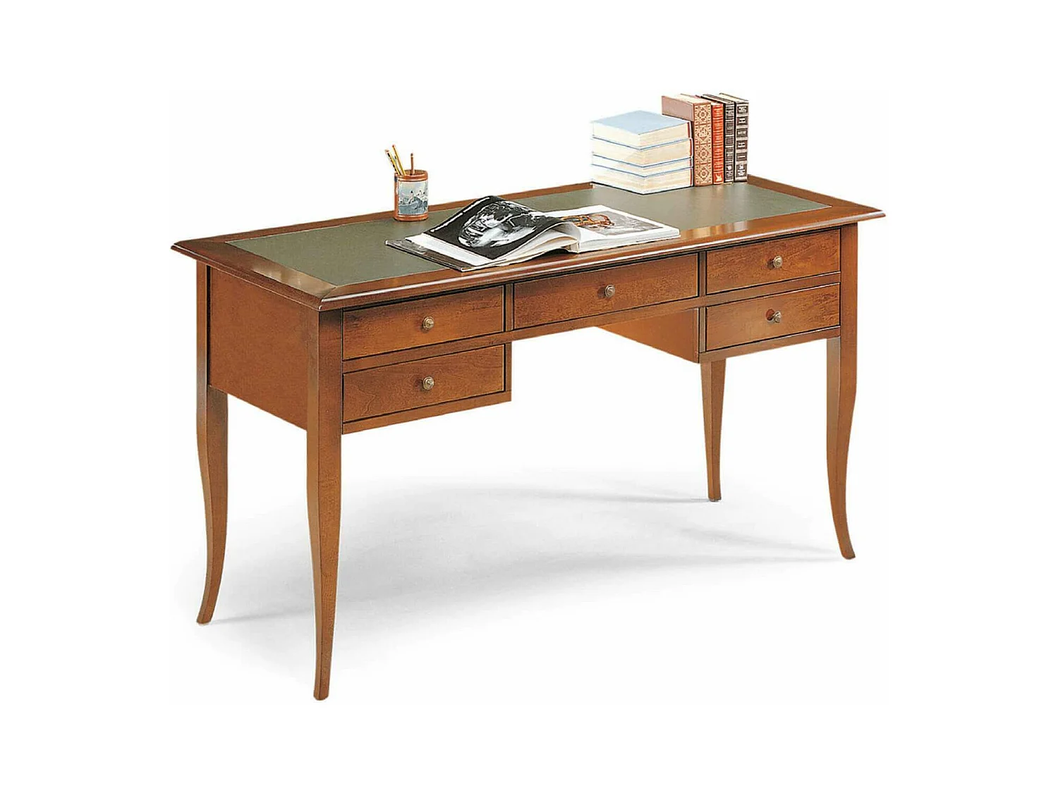 MilaniHome.it - Scrittoio Piano In Pelle Tinta Noce 130x65x81 Per Interno Sala Da Pranzo Salotto Cucina Ufficio Massello Arte Poveradi coloreTinta noce