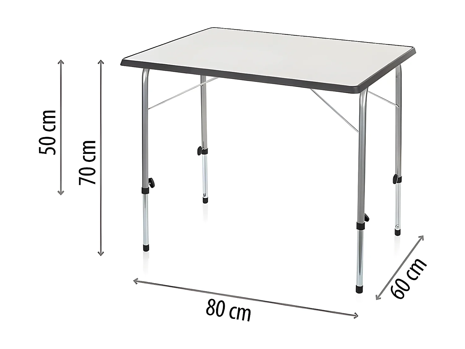 MilaniHome.it - Tavolino Pieghevole E Regolabile In Altezza 80x60 Per Campeggio Spiaggia Mare Piscina Giardinodi coloreBianco