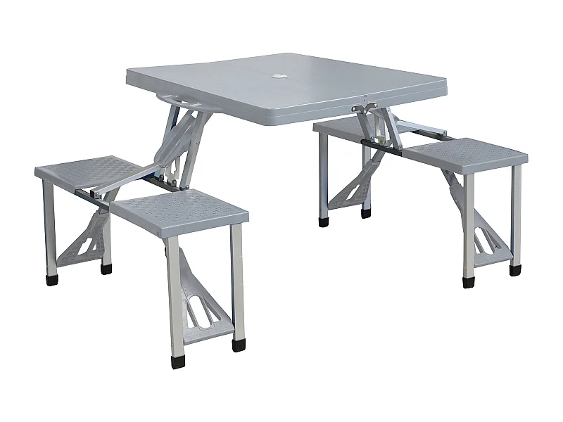 MilaniHome.it - Tavolo Pieghevole Con 4 Sgabelli Per Campeggio Spiaggia Mare Piscina Giardinodi coloreGrigio