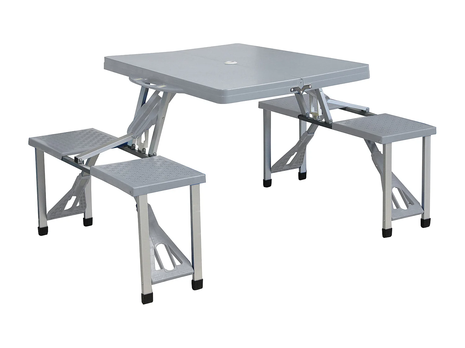 MilaniHome.it - Tavolo Pieghevole Con 4 Sgabelli Per Campeggio Spiaggia Mare Piscina Giardinodi coloreGrigio