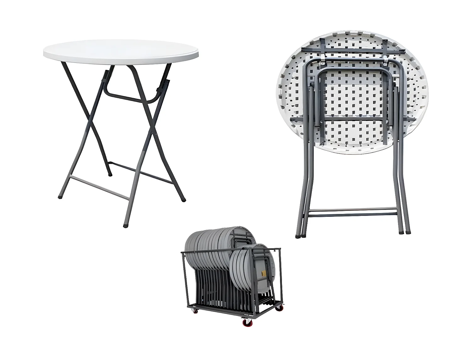 MilaniHome.it - Tavolo Catering Alto Rotondo In Metallo E Abs Bianco Diametro 60 Pieghevole Per Ristorante Matrimoniodi coloreGrigio