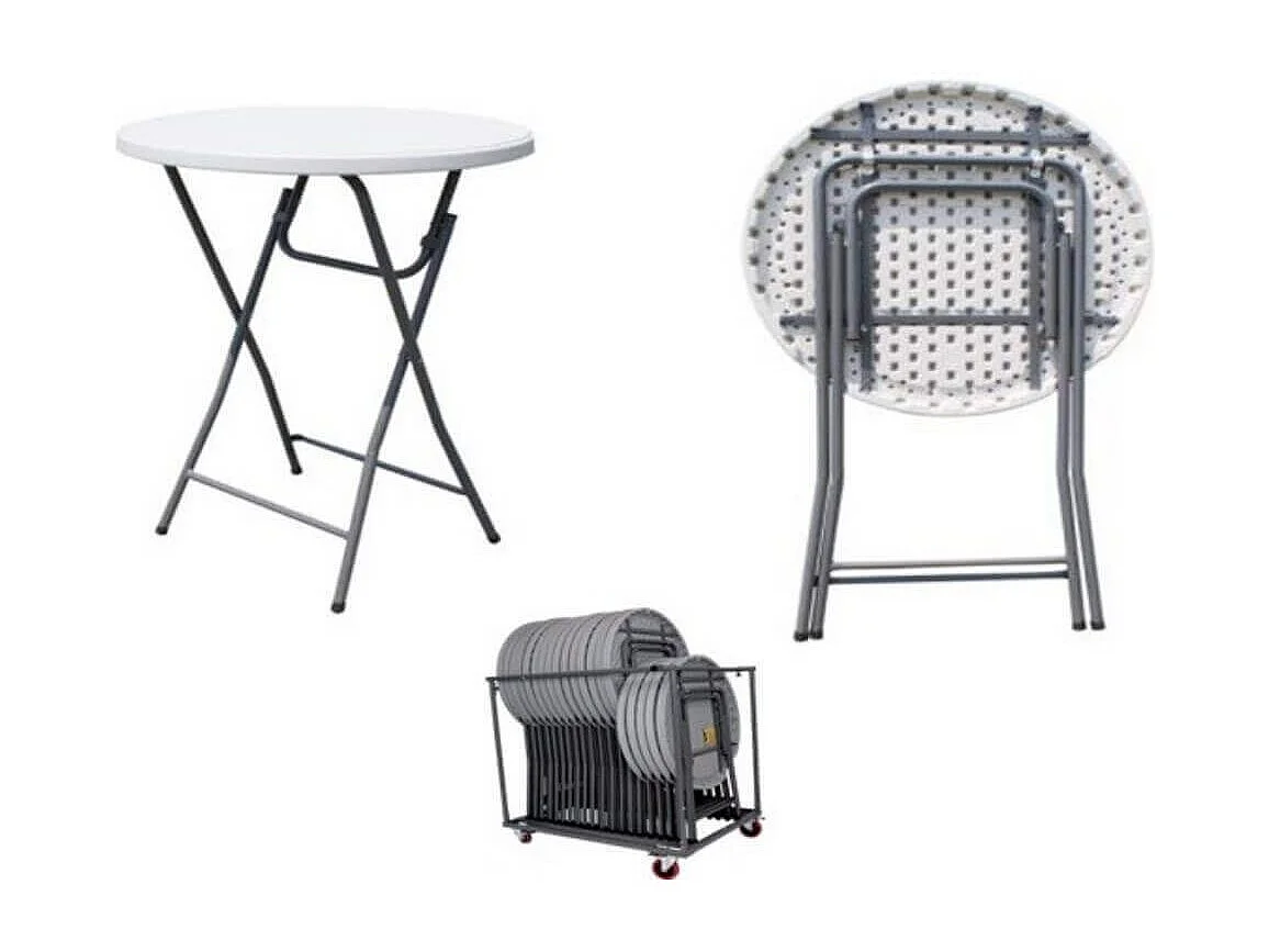 MilaniHome.it - Tavolo Catering Alto Rotondo In Metallo E Abs Bianco Diametro 60 Pieghevole Per Ristorante Matrimoniodi coloreGrigio