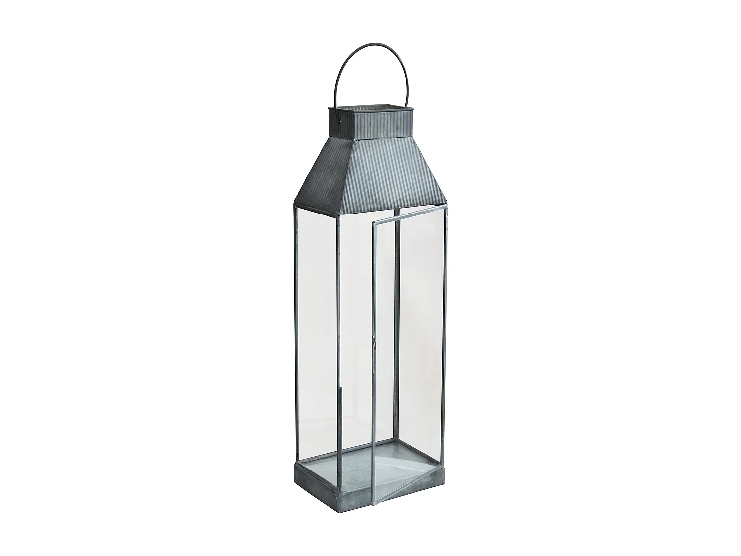 MilaniHome.it - lanterna in vetro di design moderno per giardino cm 18 x 12,5 x 51 hdi coloreGrigio