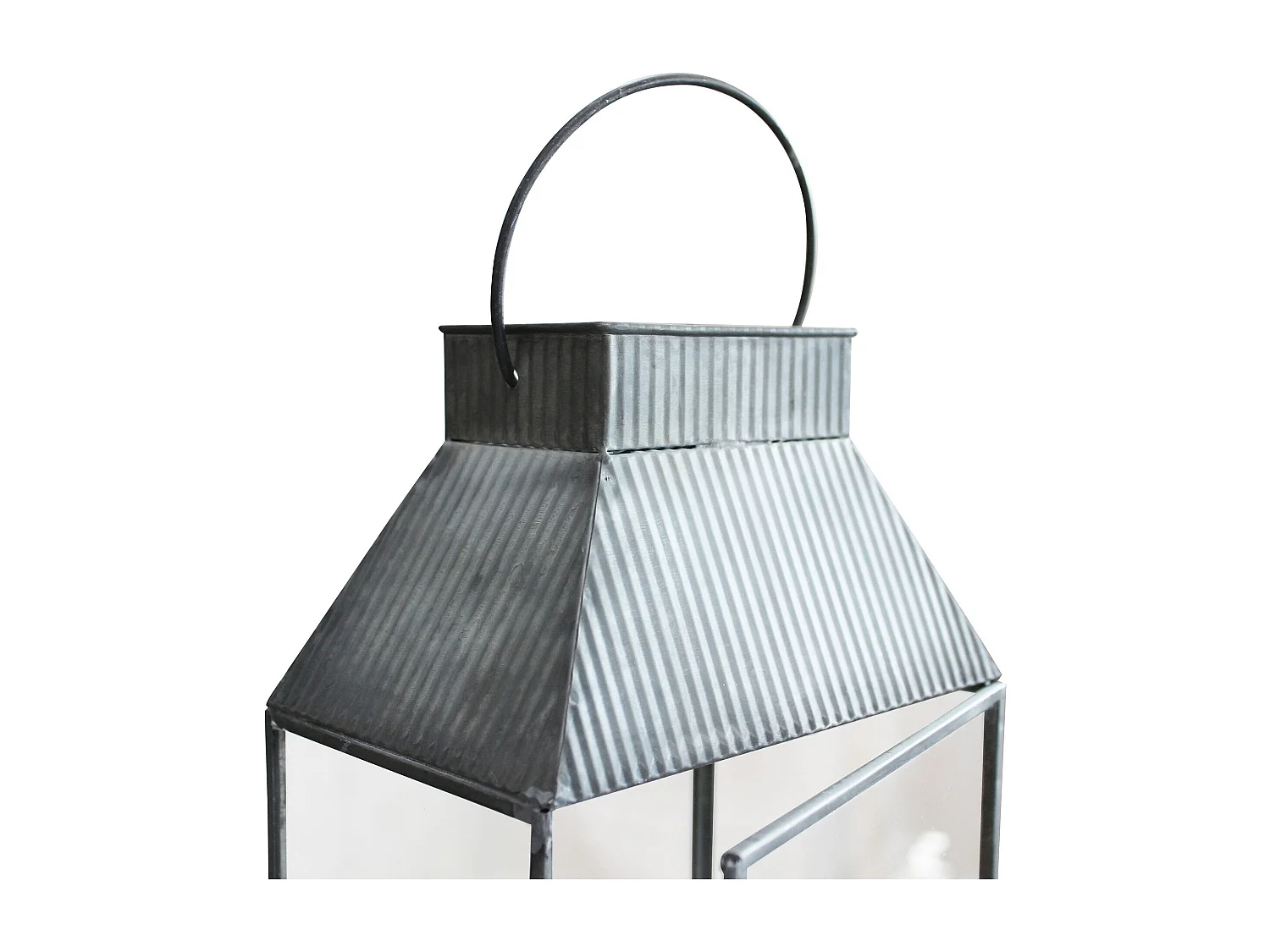 MilaniHome.it - lanterna in vetro di design moderno per giardino cm 18 x 12,5 x 51 hdi coloreGrigio
