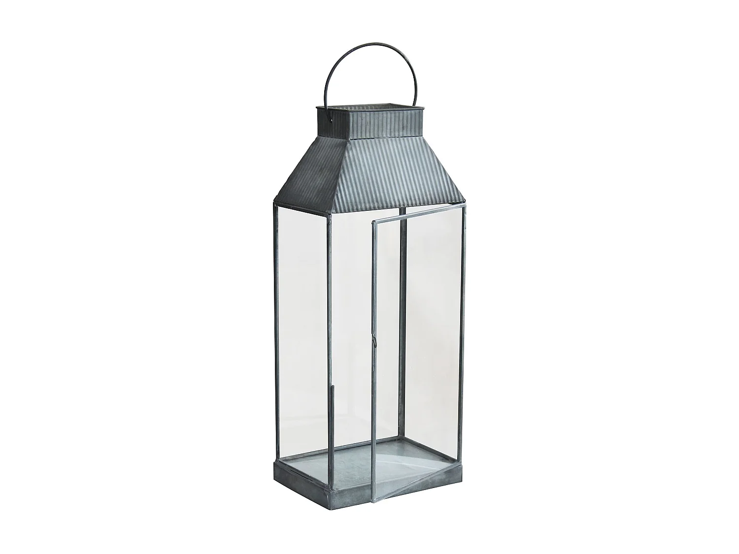 MilaniHome.it - lanterna in vetro di design moderno per giardino cm 18 x 12,5 x 41 hdi coloreGrigio