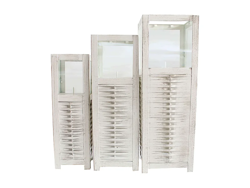 MilaniHome.it - Set Di 3 Lanterne In Metallodi coloreBianco