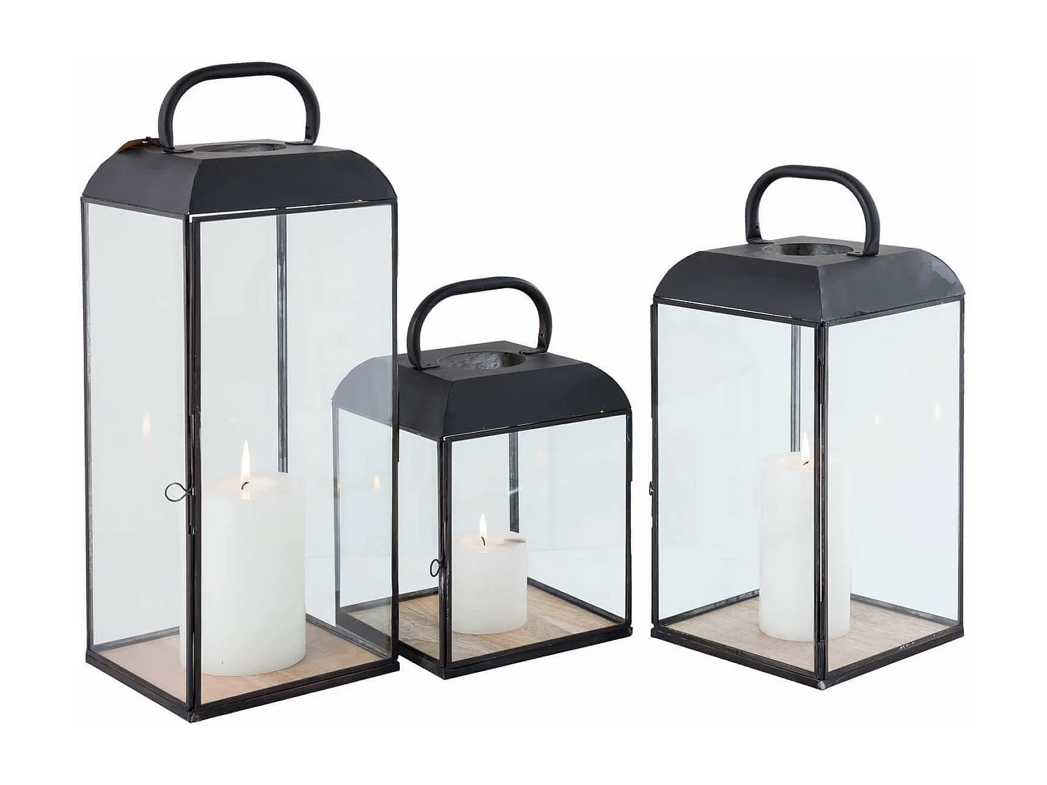 MilaniHome.it - Lanterna In Vetro E Metallo Di Design Moderno Stile Minimalista Portacandela, Cm 19,5x19,5x54 Hdi coloreAntracite