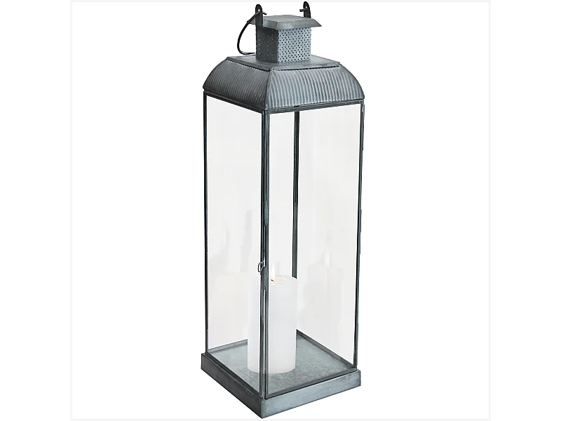 MilaniHome.it - lanterna in vetro di design moderno per giardino cm 17,5 x 17,5 x 52 hdi coloreGrigio