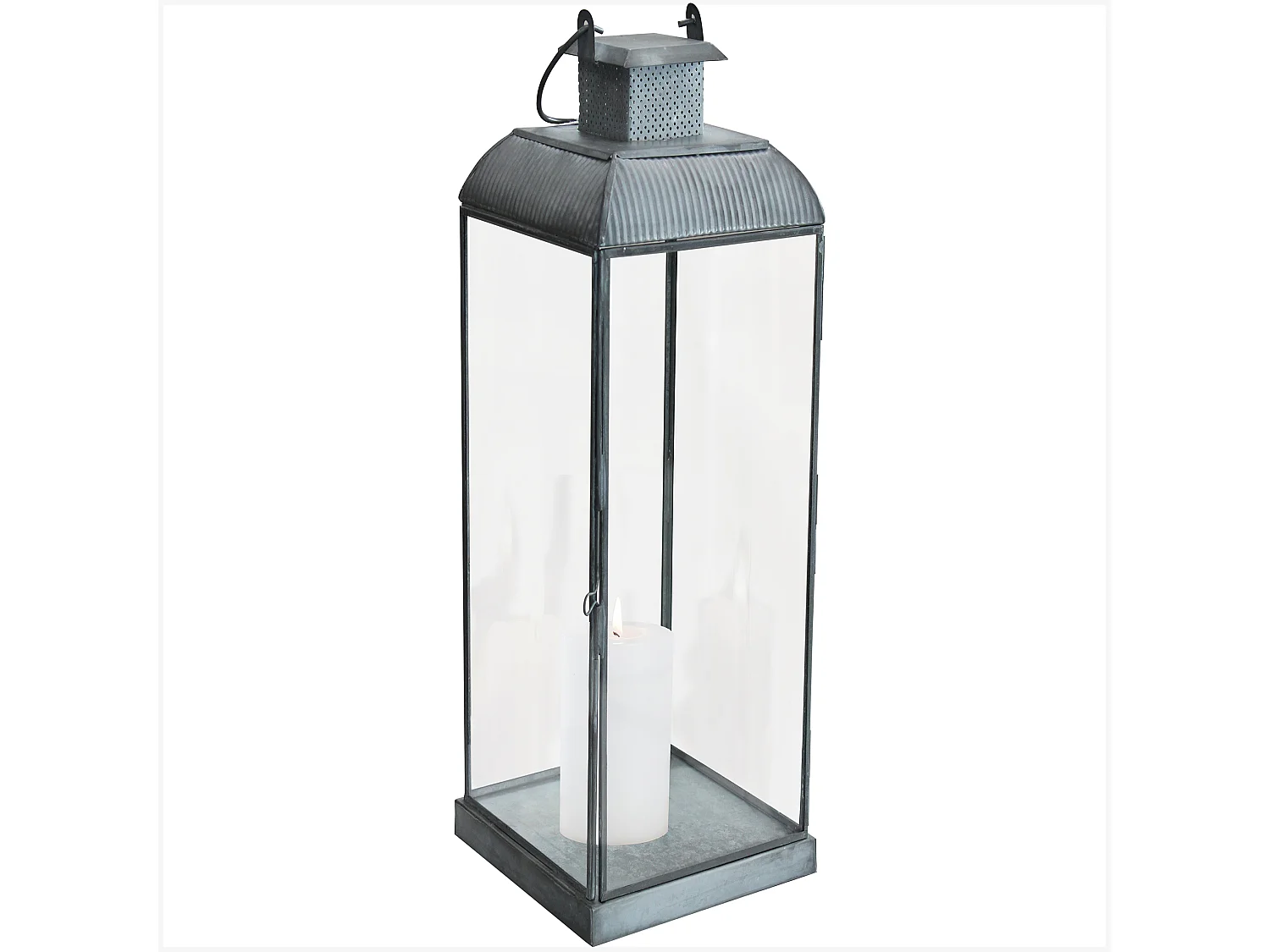 MilaniHome.it - lanterna in vetro di design moderno per giardino cm 17,5 x 17,5 x 52 hdi coloreGrigio