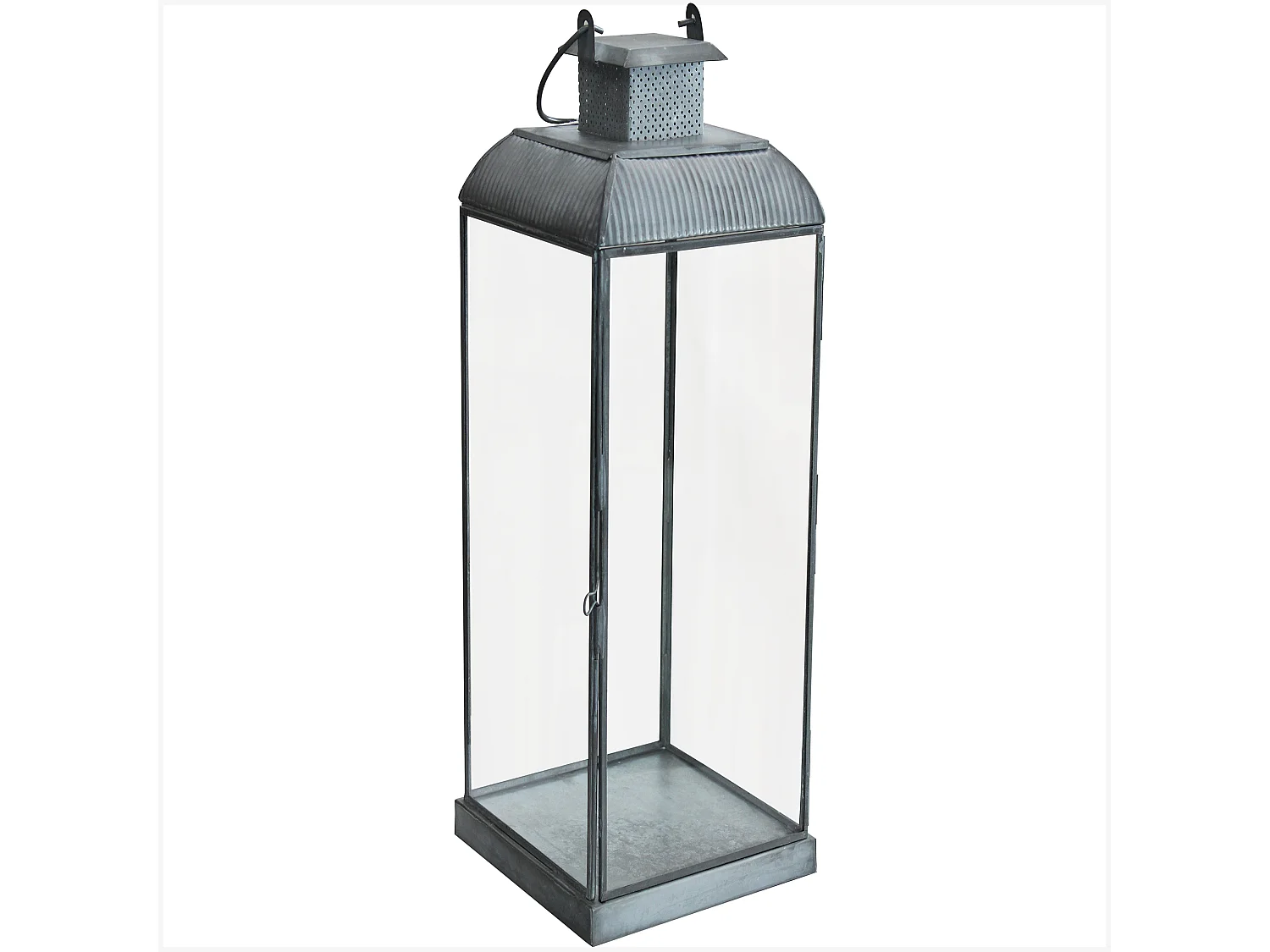 MilaniHome.it - lanterna in vetro di design moderno per giardino cm 17,5 x 17,5 x 52 hdi coloreGrigio