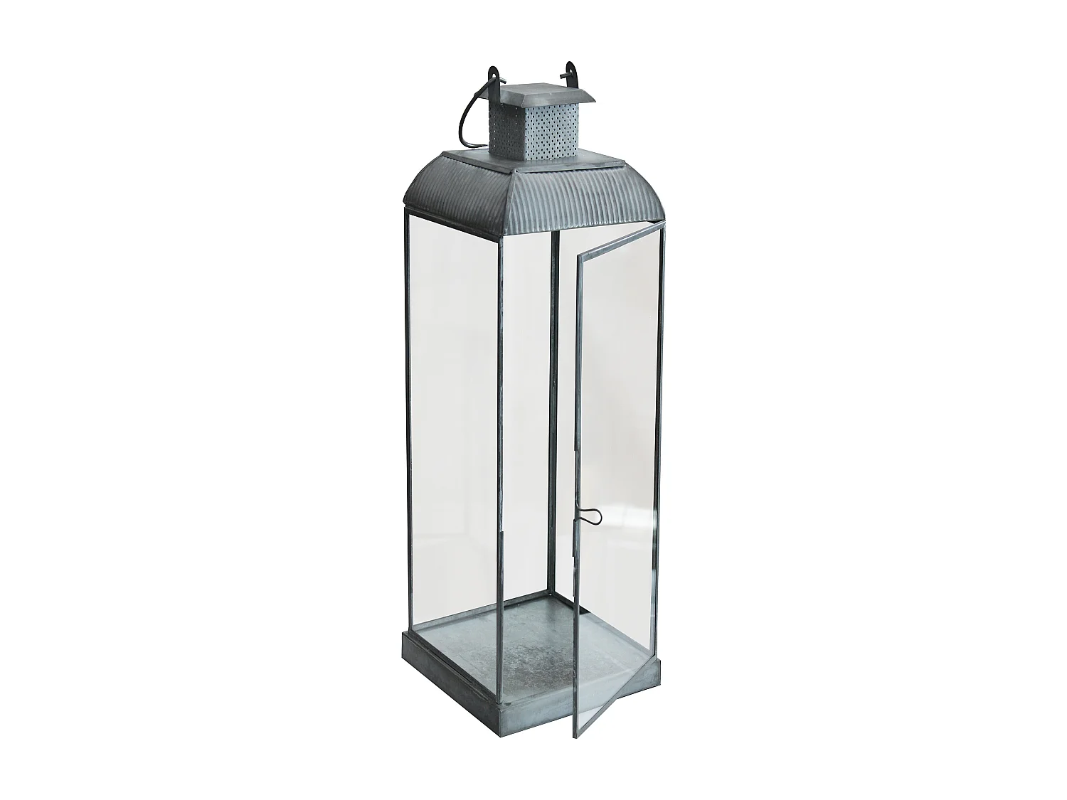 MilaniHome.it - lanterna in vetro di design moderno per giardino cm 17,5 x 17,5 x 52 hdi coloreGrigio