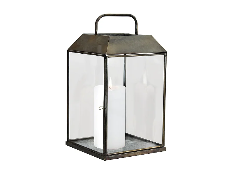 MilaniHome.it - lanterna in vetro di design moderno per giardino cm 25 x 25 x 46 hdi coloreBronzo