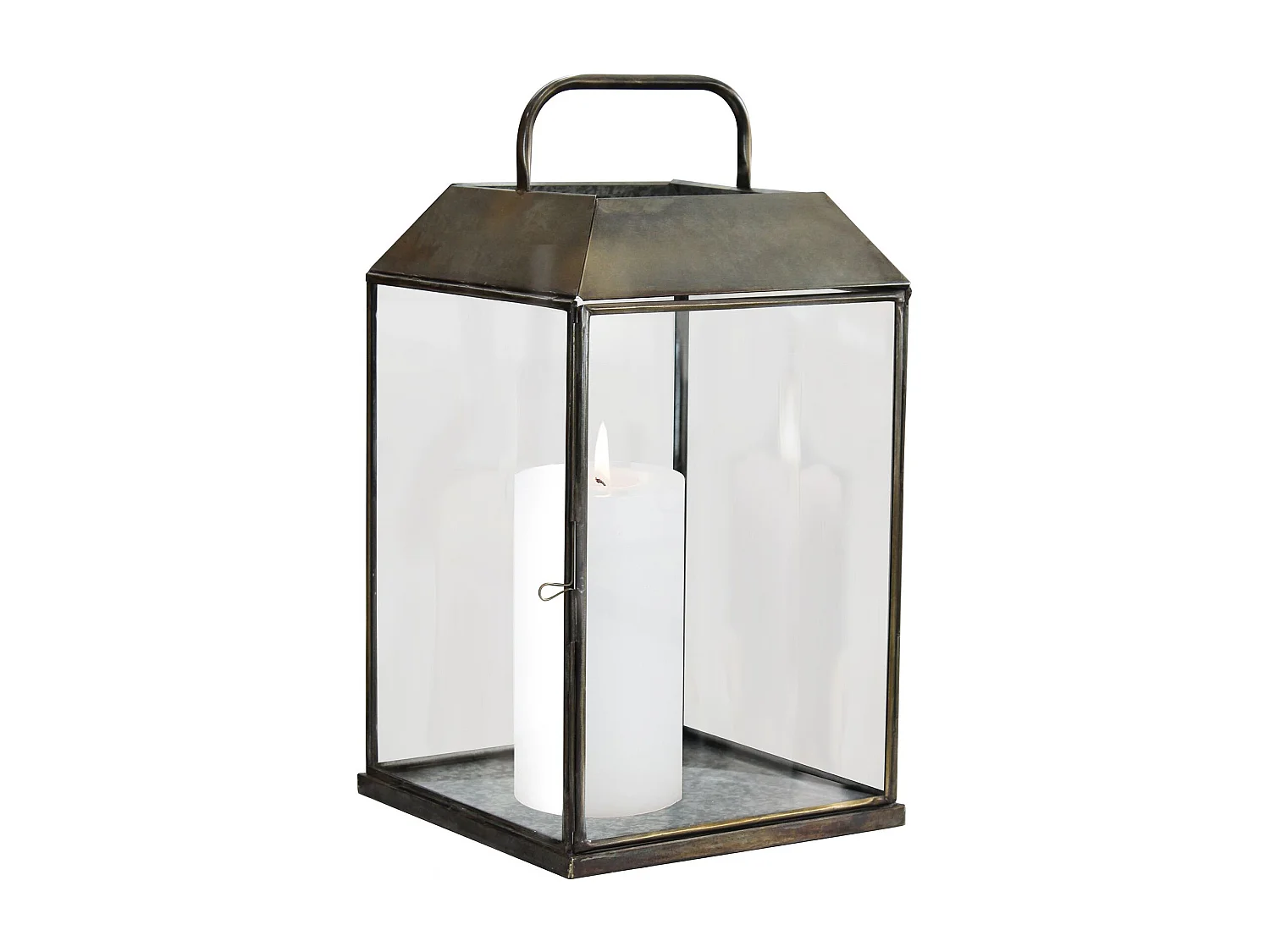 MilaniHome.it - lanterna in vetro di design moderno per giardino cm 25 x 25 x 46 hdi coloreBronzo