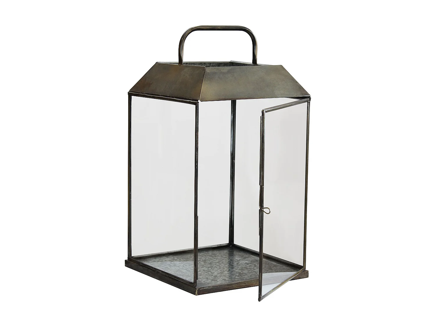 MilaniHome.it - lanterna in vetro di design moderno per giardino cm 25 x 25 x 46 hdi coloreBronzo