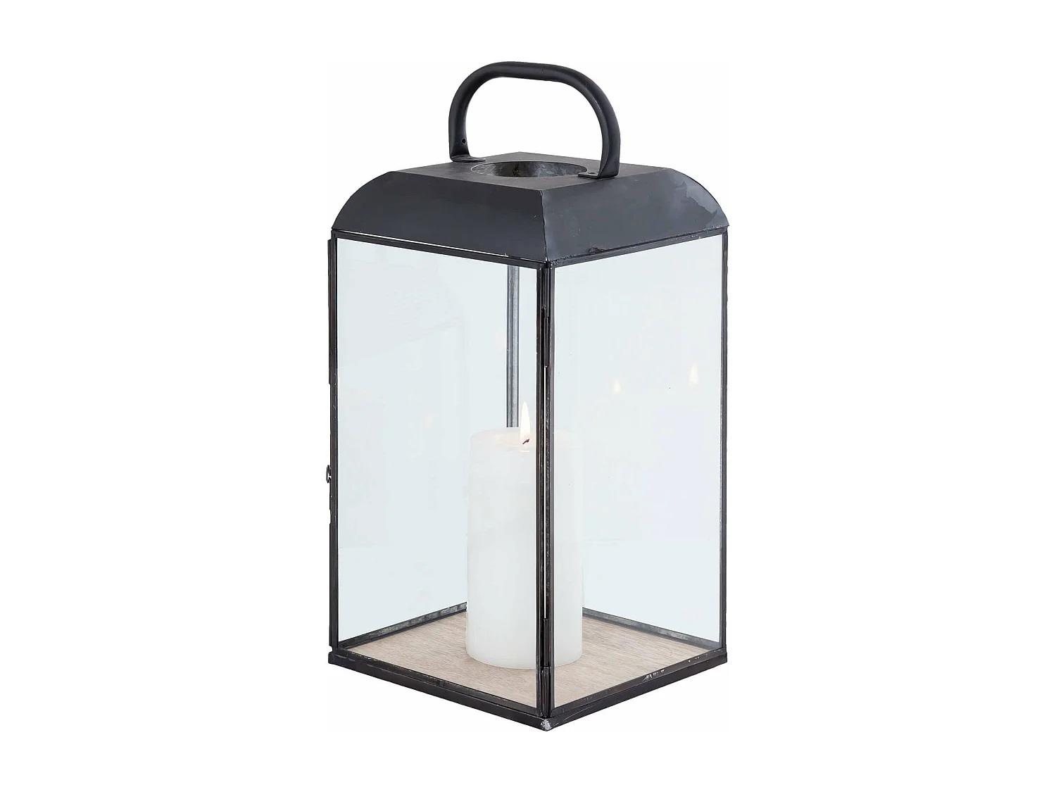 MilaniHome.it - Lanterna In Vetro E Metallo Di Design Moderno Stile Minimalista Portacandela, Cm 19,5x19,5x44 Hdi coloreAntracite