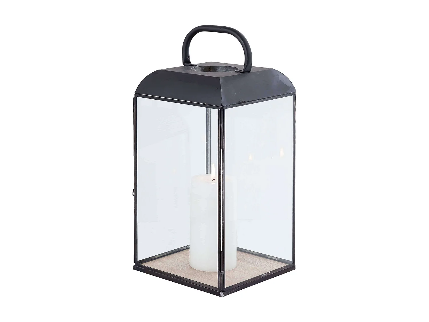 MilaniHome.it - Lanterna In Vetro E Metallo Di Design Moderno Stile Minimalista Portacandela, Cm 19,5x19,5x44 Hdi coloreAntracite