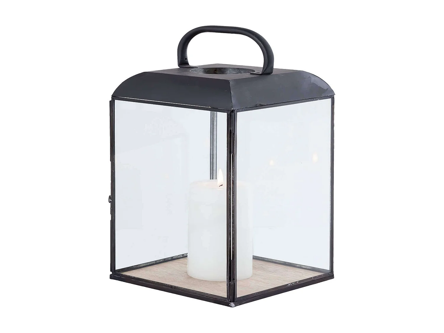 MilaniHome.it - Lanterna In Vetro E Metallo Di Design Moderno Stile Minimalista Portacandela, Cm 19,5x19,5x34 Hdi coloreAntracite