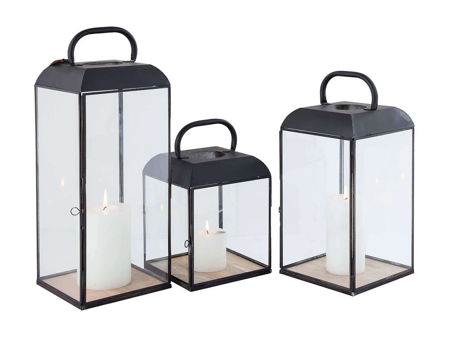 MilaniHome.it - Lanterna In Vetro E Metallo Di Design Moderno Stile Minimalista Portacandela, Cm 19,5x19,5x34 Hdi coloreAntracite