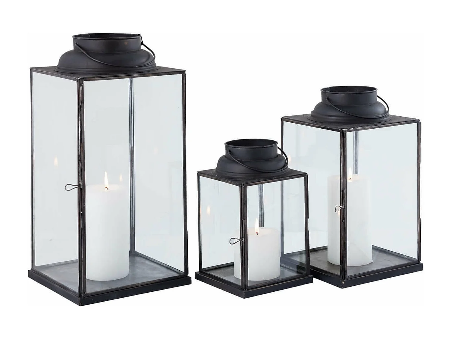 MilaniHome.it - Lanterna In Vetro E Metallo Di Design Moderno Stile Minimalista Portacandela, Cm 14,5x14,5x25 Hdi coloreAntracite