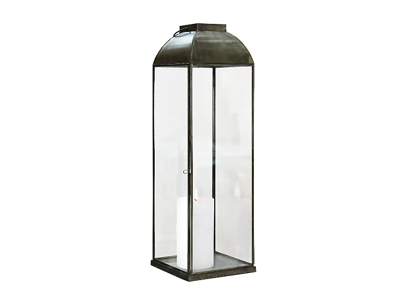 MilaniHome.it - lanterna in vetro di design moderno per giardino cm 20 x 20 x 66 hdi coloreBronzo