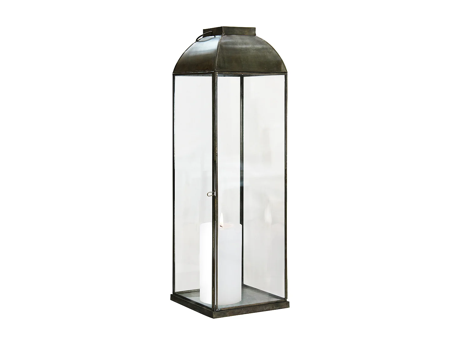 MilaniHome.it - lanterna in vetro di design moderno per giardino cm 20 x 20 x 66 hdi coloreBronzo