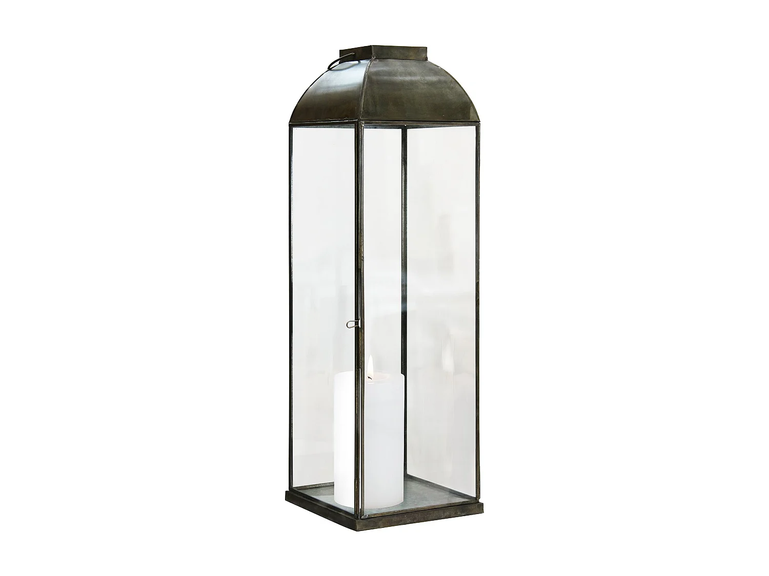 MilaniHome.it - lanterna in vetro di design moderno per giardino cm 20 x 20 x 66 hdi coloreBronzo