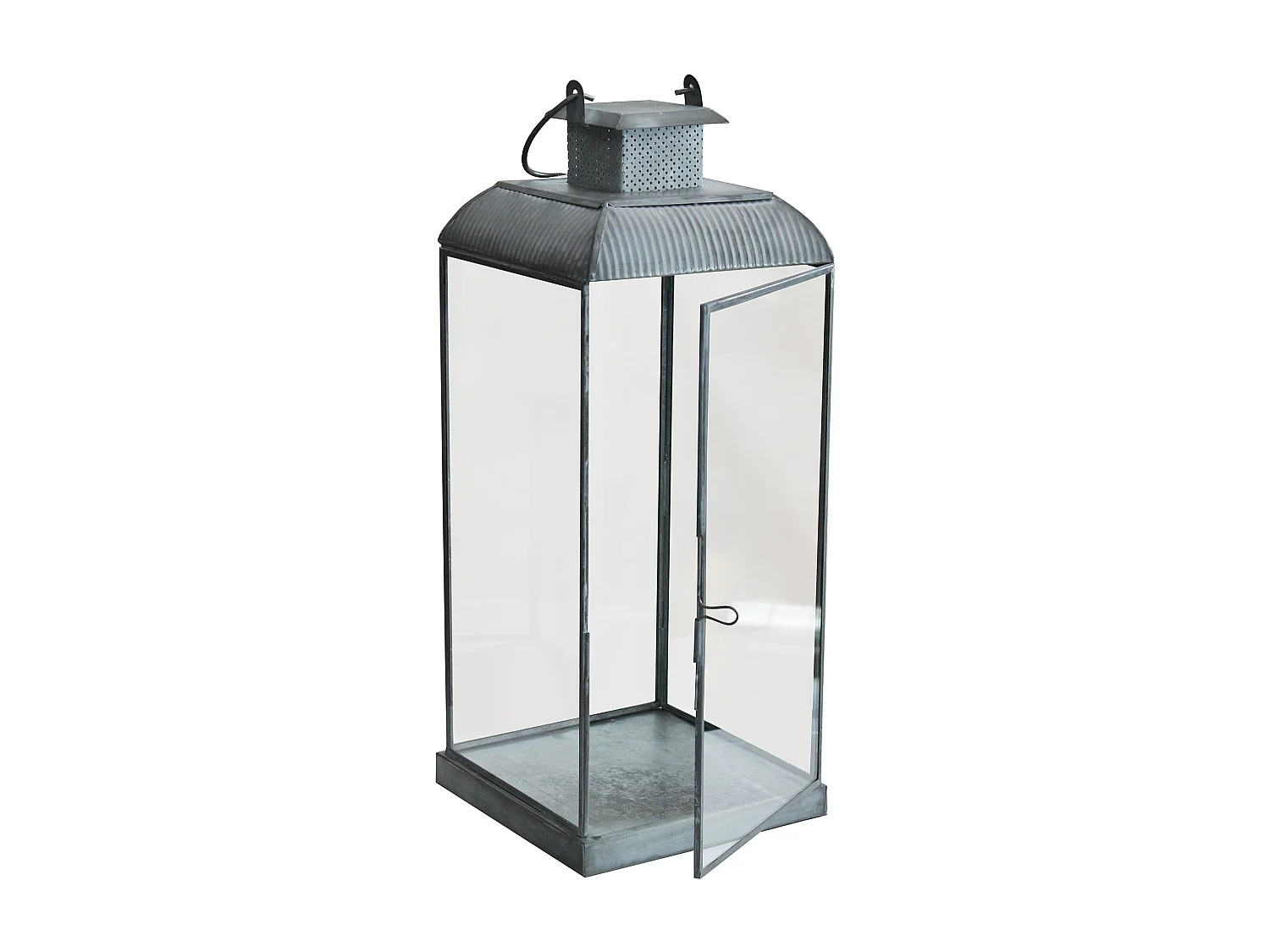 MilaniHome.it - lanterna in vetro di design moderno per giardino cm 17,5 x 17,5 x 42 hdi coloreGrigio