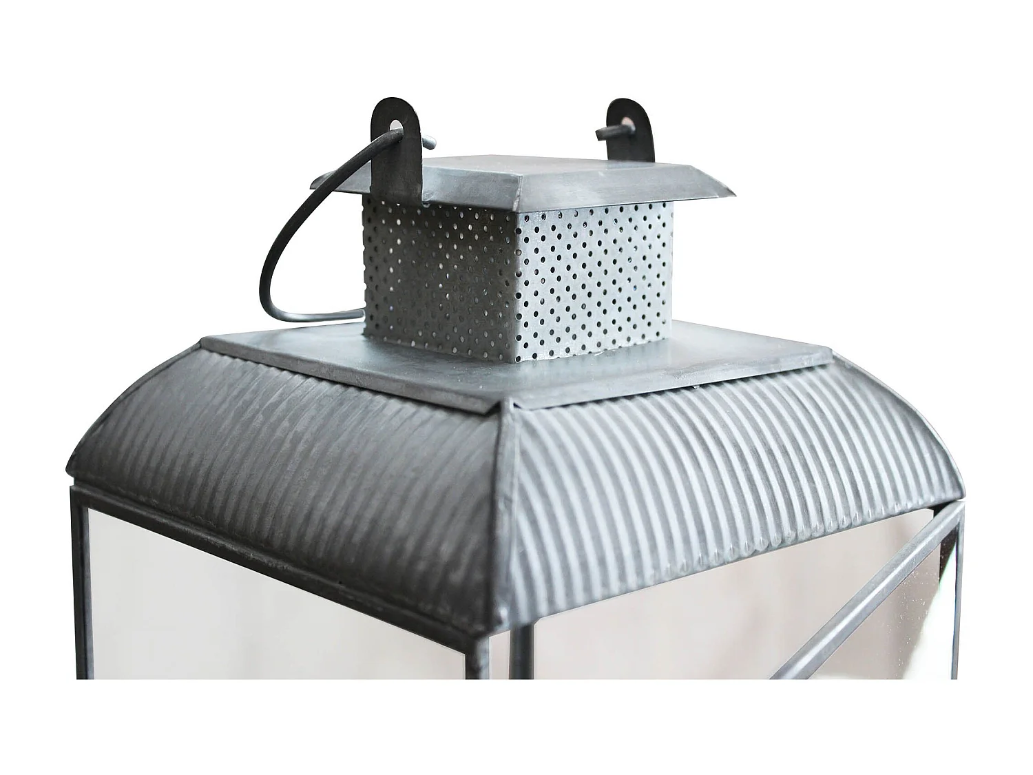 MilaniHome.it - lanterna in vetro di design moderno per giardino cm 17,5 x 17,5 x 42 hdi coloreGrigio