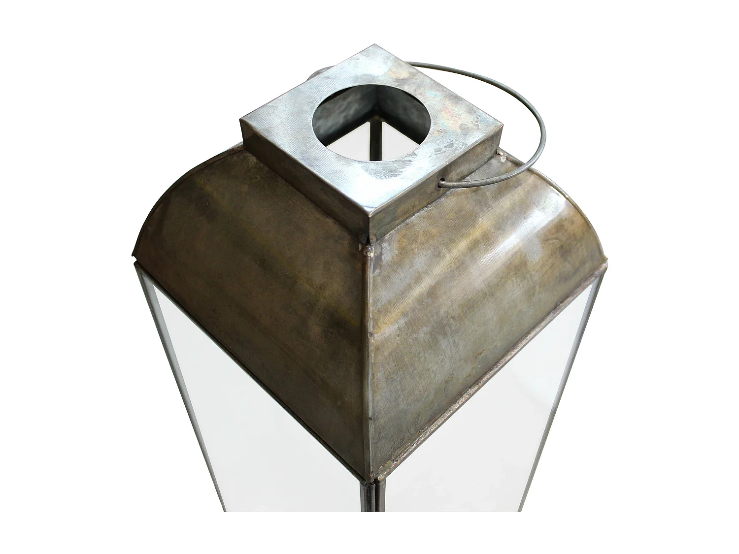 MilaniHome.it - lanterna in vetro di design moderno per giardino cm 20 x 20 x 83 hdi coloreBronzo