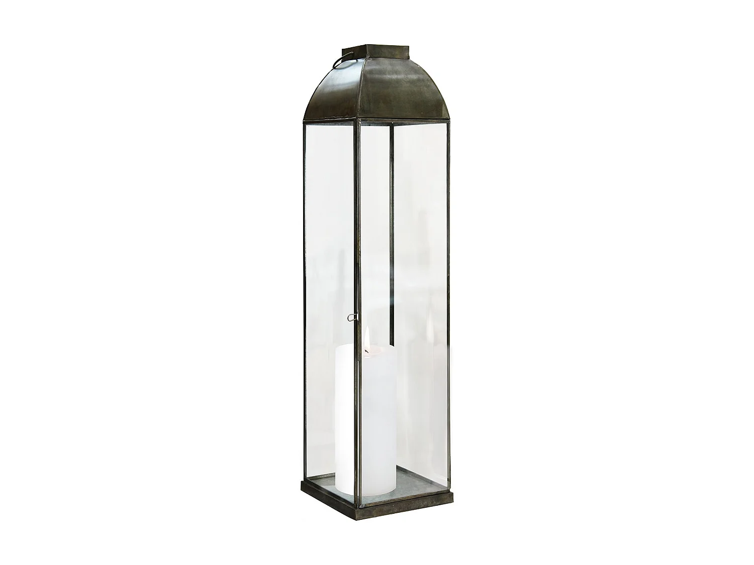 MilaniHome.it - lanterna in vetro di design moderno per giardino cm 20 x 20 x 83 hdi coloreBronzo