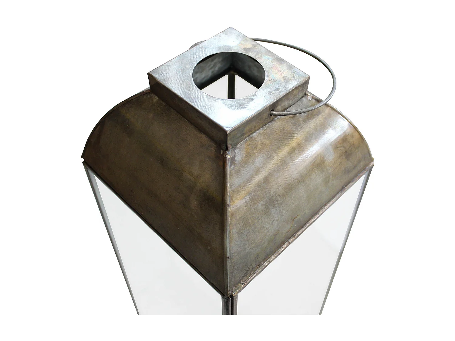 MilaniHome.it - lanterna in vetro di design moderno per giardino cm 20 x 20 x 83 hdi coloreBronzo